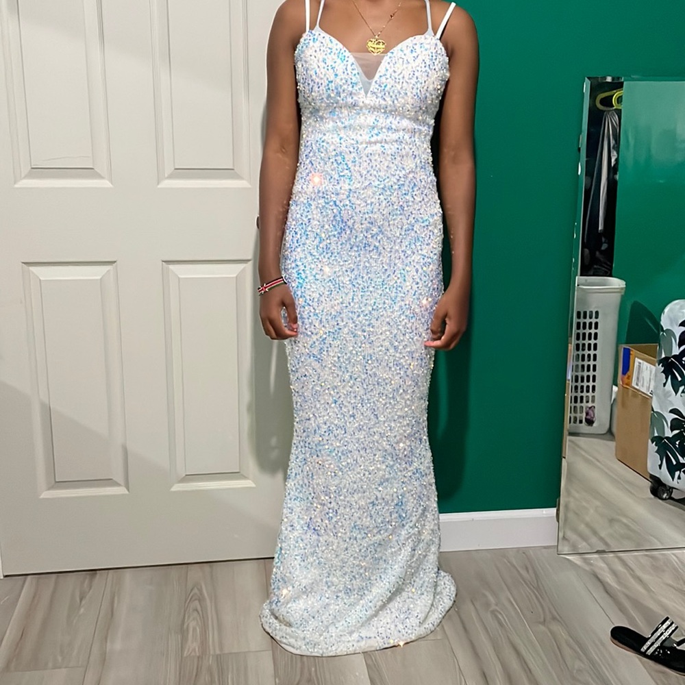 White Sequin Maxi Dress
